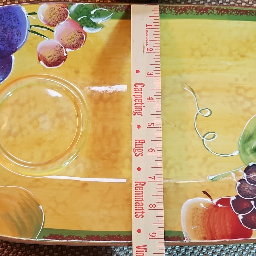 Hand Painted Glazed Pottery Chip & Dip Salsa Plate w Bowl Vintage - Picture 7 of 10
